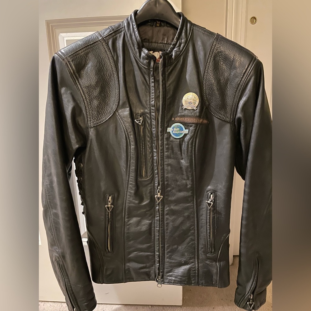 Harley Davidson Heavy Leather Biker Jacket, Women’s M… Gem